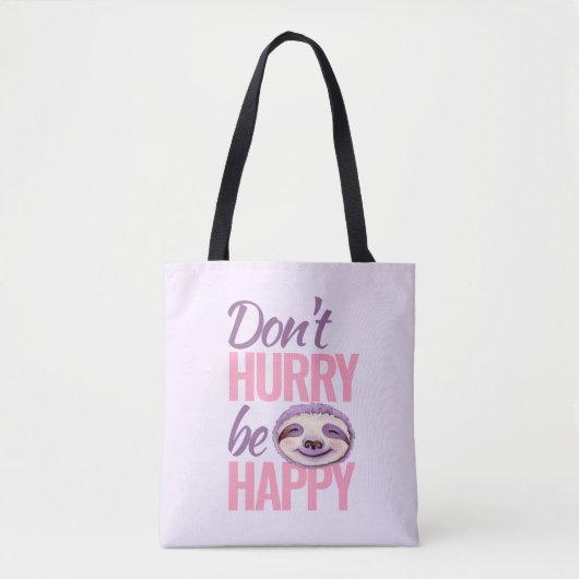 スロース顔アート急いで幸せなピンクの紫 トートバッグ (正面)