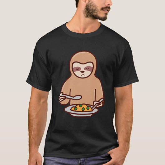 スロース食べズ眠り込む皮肉なかわいいスロース Tシャツ (正面)