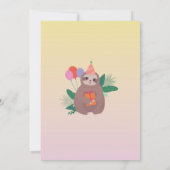 スロース・パーティー誕生日かわいい楽しいピンクの動物たち 招待状 (裏面)