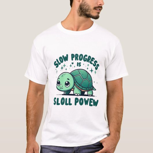 スロータートル - 面白い動物のモチベーションテイ Tシャツ (正面)