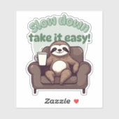 スローダウンかわいいナマケモノとコーヒーの防水 シール (シート)