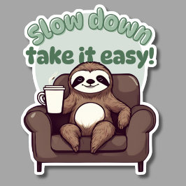 スローダウンかわいいナマケモノとコーヒーの防水 シール