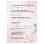 スローダウンしている – 素晴らし勇気付けられる詩 クリップボード (裏面)