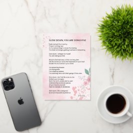 スローダウンしている – 素晴らし勇気付けられる詩 箔グリーティングカード