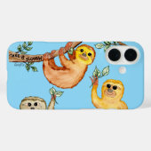 スローダウンとスローガンを掲げるナマケモノ Case-Mate iPhoneケース (裏面 (横))