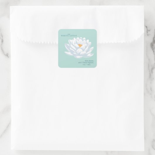 スローダウン、アインタイムズスクエア – 白い蓮 スクエアシール (バッグ)