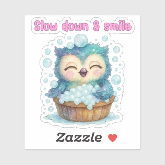 スローダウン&スマイル- Owl Sticker シール (シート)