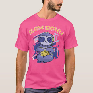 スローダウン 面白いナマケモノ 編み物好き Tシャツ