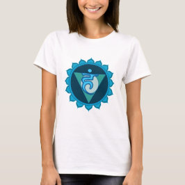 スロートチャクラヴィシュダブルーウィメンズTシャツホワイト Tシャツ
