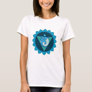 スロートチャクラヴィシュダブルーウィメンズTシャツホワイト Tシャツ