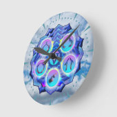 スロートチャクラ ラウンド壁時計 (傾斜)