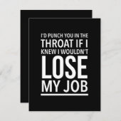 スロートパンチの従業おもしろい員引用文白 サンキューカード (正面/裏面)