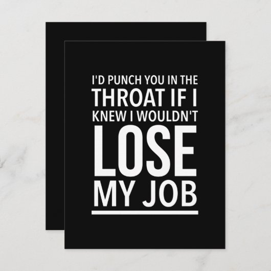 スロートパンチの従業おもしろい員引用文白 サンキューカード (正面/裏面)