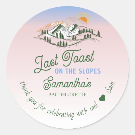 スロープでの最後の乾杯 スキー ウィンター BACH 週末 ラウンドシール (正面)