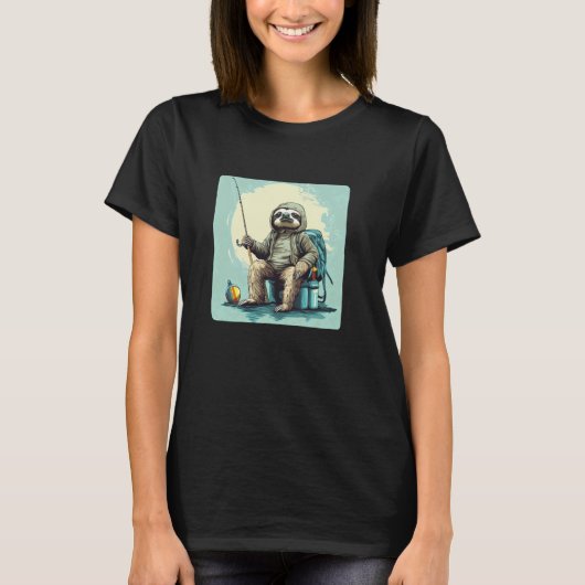 スローペースでも釣果は上げられる ナマケモノフィッシング Tシャツ (正面)