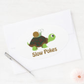 スローポークス – 亀とカタツムリ 楕円形シール (封筒)