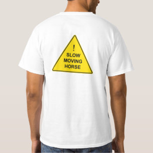 "スロームービングホース"黄色おもしろい警告標識 Tシャツ