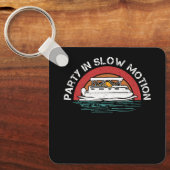 スローモー最高のションでポンツーンキャプテンボートパーティーCru キーホルダー (正面)