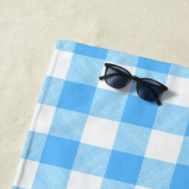 スローライフな夏の空 ブルーチェック ビーチタオル