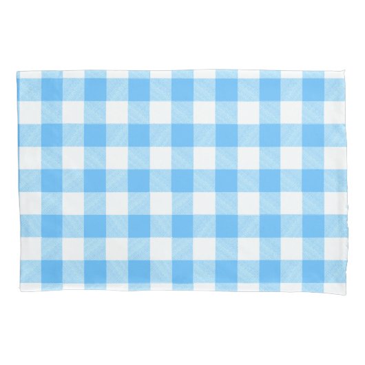 スローライフな夏の空 ブルーチェック 枕カバー (正面左)