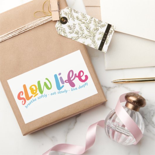 スローライフ 長方形シール (ギフト)