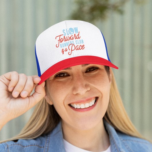 スローランナーズクラブおもしろいスロッスブルーオレンジ文字 キャップ