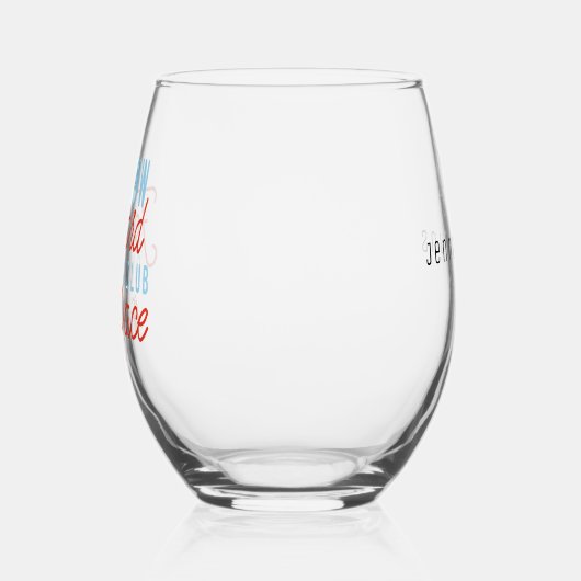 スローランナーズクラブおもしろい引用文ブルーオレンジ文字 ステムなしワイングラス (左)