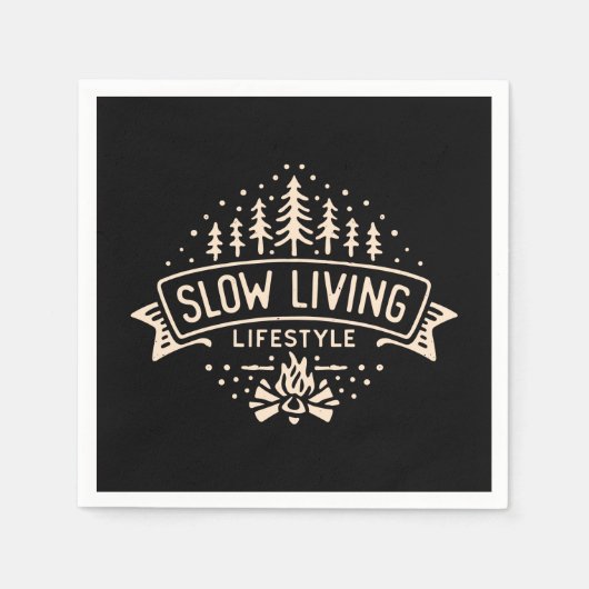 スローリビングライフスタイル スタンダードカクテルナプキン (正面)