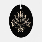 スローリビングライフスタイル メタルオーナメント (正面左)