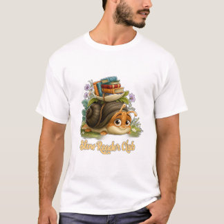 スローリーダー倶楽部 かわいい本のカタツムリ Tシャツ