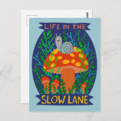 スローレーンでの生活かわいいカタツムリ ポストカード (正面/裏面)