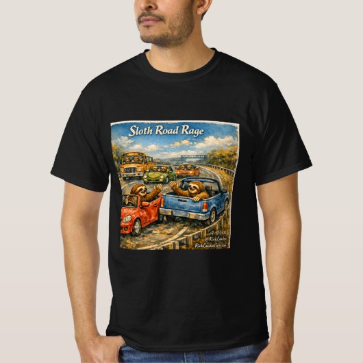 スローロード・レイジ ロックウェル風水彩画の車 Tシャツ (正面)