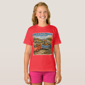 スローロード・レイジ ロックウェル風水彩画の車 Tシャツ (正面フル)