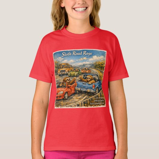 スローロード・レイジ ロックウェル風水彩画の車 Tシャツ (正面)