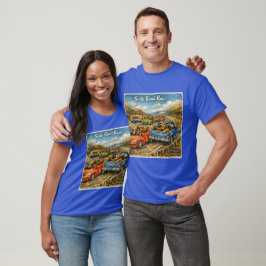 スローロード・レイジ ロックウェル風水彩画の車 Tシャツ