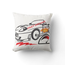 スロー枕「Fast Dreams」レーシングカーピローデザイン