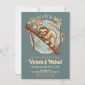 スロー 赤ちゃんの歓迎会 木版画 招待状 (正面)