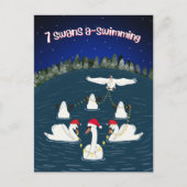 スワおもしろいンズが12のクリスマスの日を泳ぐ シーズンポストカード (正面)