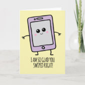 スワイプおもしろい右かわいい電話バレンタインデー シーズンカード (正面)