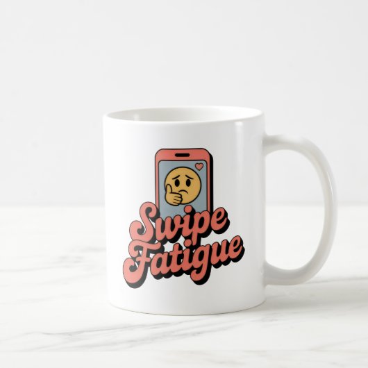 スワイプ疲れ|疲れた絵文字のモダンロマンス コーヒーマグカップ (右)
