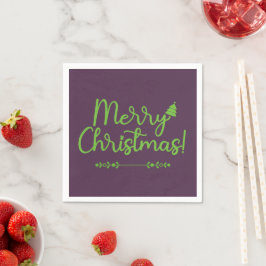 スワイロ字で書いたメリー・クリスマス on 紫の紙 スタンダードカクテルナプキン