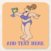 スワインのスーツの女性、追加文字、コースター スクエアペーパーコースター (正面)