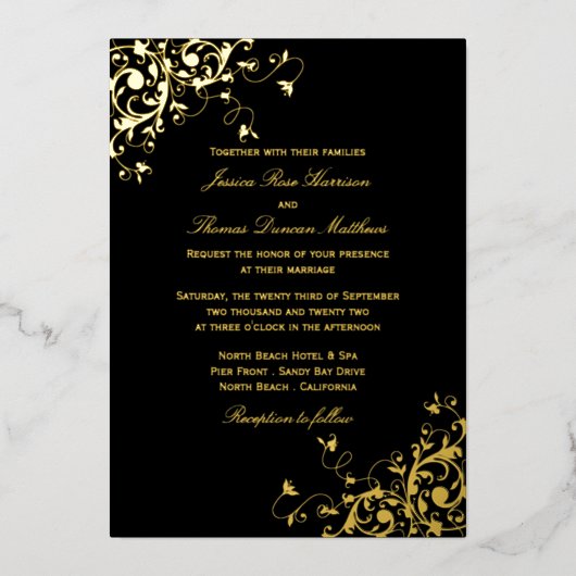 スワエレガントークラシックル結婚ス実在ズ 箔招待状 (正面)