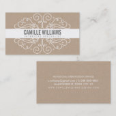 スワエレガントースタイリッシュルアールヌーボーエコクラフトホワイト 名刺 (正面/裏面)