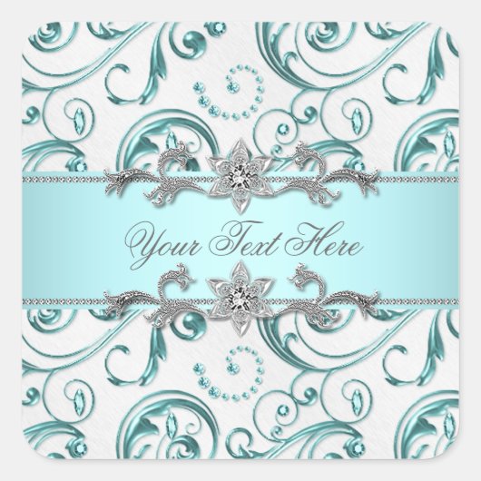 スワエレガントールズティール（緑がかった色）ブルー スクエアシール (正面)