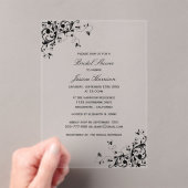 スワエレガントールズブラック&ホワイトブライダルシャワー アクリル招待状 (インサイチュ (ポータブル))