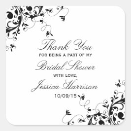 スワエレガントールズブラック&ホワイトブライダルシャワー スクエアシール