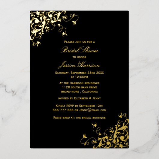 スワエレガントールブライダルシャワーホイル実在招待状 箔招待状 (正面)