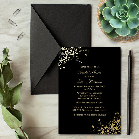 スワエレガントールブライダルシャワーホイル実在招待状 箔招待状