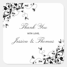 スワエレガントール黒と白の結婚式の引き出物またはシール スクエアシール